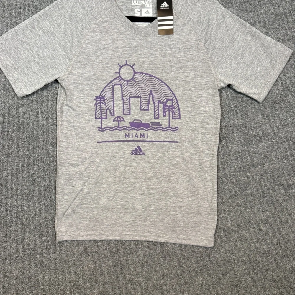 Adidas Shirt Adult‎ Small Gray Tshirt Miami City Performance Ultimate Tee NEW
